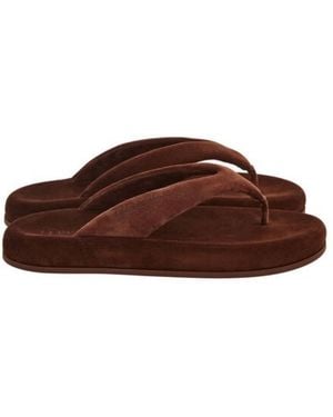 Ferragamo Dylan Suede Platform Sandals - Brown