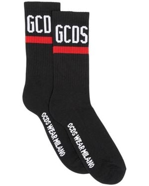 Gcds Logo Brand Socks, Brand Size Ii - Black