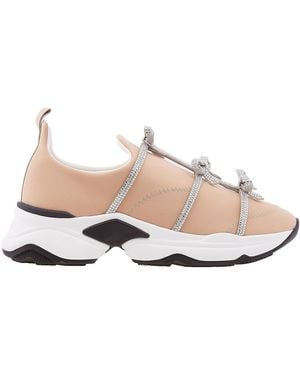 Rene Caovilla Rene Caovilla Rhinestone Bow Embellished Trainers - Pink