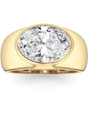 Mure And Co 3Cttw Oval Shape Lab Grown Diamond Bezel East West Solitaire Ring - Metallic