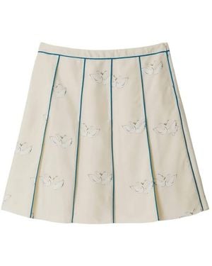 Burberry Silk Swan Pleated Skirt, Brand Size 12 Us - Natural