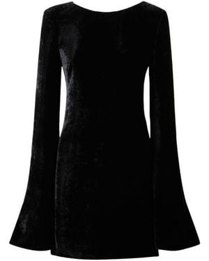 Bally Long-Sleeved Velvet Mini Dress, Brand Size 36 Us - Black