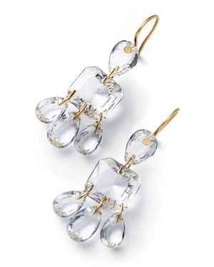 Baccarat Mhdt Boucles Doreilles Fils Chandelier Or Jaune Cristal Clair - White