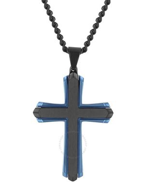 Robert Alton Stainless Steel And Finish Cross Pendant - Blue