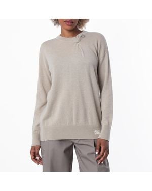 Burberry Paperclip Detail Cashmere Jumper - Green