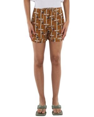 Burberry Bus Silk Pyjama Shorts, Brand Size 4 (Us - Brown