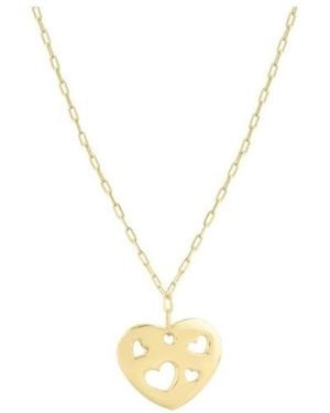 Tresorra 14K Cutout Heart Pendant Necklace - Metallic