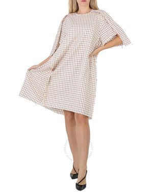 MM6 by Maison Martin Margiela Maison Margiela Ecru All-over Chequered Shirt Dress - White