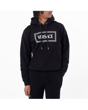 Versace 90S Vintage Logo Print Hoodie - Blue