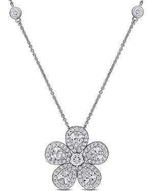 Created Forever 3 1/4Ct Tw Lab-Grown Diamond Flower Pendant With Chain - Metallic