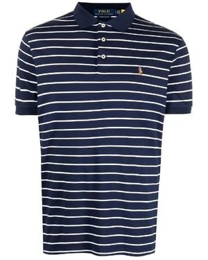 Polo Ralph Lauren Logo Motif Stripe Pattern Polo Shirt - Blue