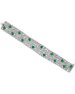 Created Forever 9 4/5Ct Tgw Emerald And 11 1/7Ct Tw Lab-Grown Diamond Wide Bracelet - Green