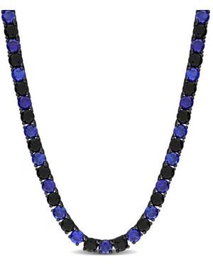 Amour 40 Ct Tgw Created And Sapphire Tennis Necklace - Blue