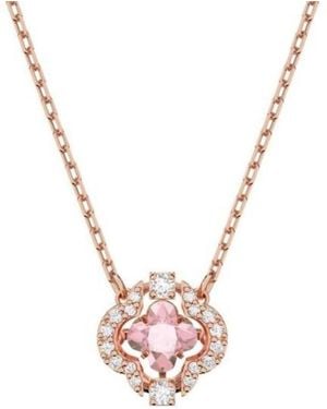 Swarovski Rose Plated Sparkling Dance Clover Necklace - Metallic