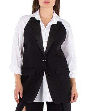 Burberry Wool Tailored Blazer Vest With Satin Peak Lapels, Brand Size 14 (Us - Black