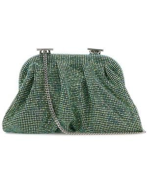Benedetta Bruzziches Embellished Fabric Small Venus Clutch - Green