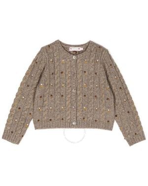 Bonpoint Kids Praline Dallulah Cable-knit Cardigan - Brown