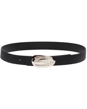 Ferragamo Sculptural Gancini Pebble Leather Belt - Black