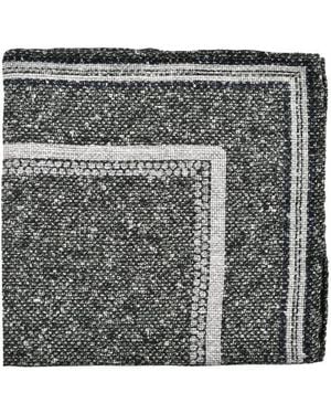 Brunello Cucinelli Sage Linen Pocket Square - Metallic