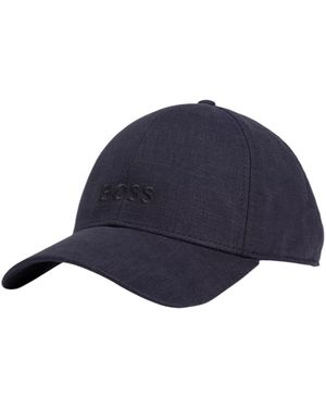 BOSS Boss Linen Cap With Tonal Logo - Blue
