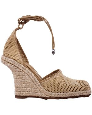 Burberry Mesh Plunge Wedge Heel Espadrilles, Brand Size 38 Us - Metallic