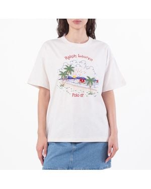 Polo Ralph Lauren Ralph Lauren Cotton-Linen Embroidered Beach T-Shirt - White