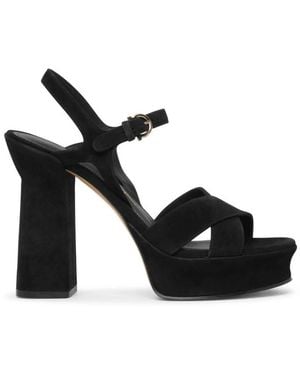 Ferragamo Sonya Suede Platform Sandals - Black