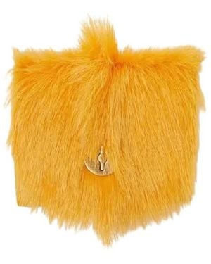 Burberry Faux Fur Chess Leather Wallet - Yellow