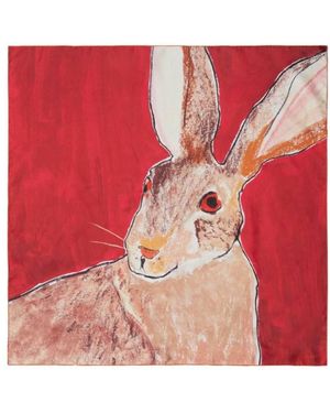 Burberry Hare-Print Silk Scarf - Red