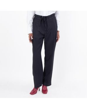 Maison Margiela Creased Stitch Detailed Trousers, Brand Size 40 Us - Blue