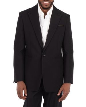 Burberry Single-Breasted Wool Tailored Jacket, Brand Size 50 Us - Black
