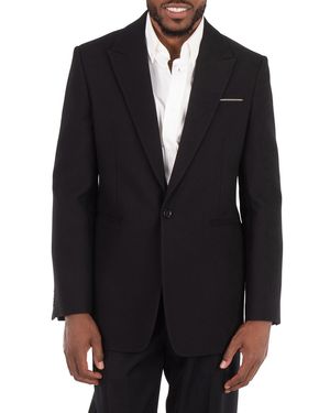 Burberry Single-Breasted Wool Tailored Jacket, Brand Size 50 Us - Black
