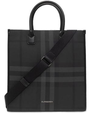 Burberry Charcoal Denny Slim Shopper Bag - Black
