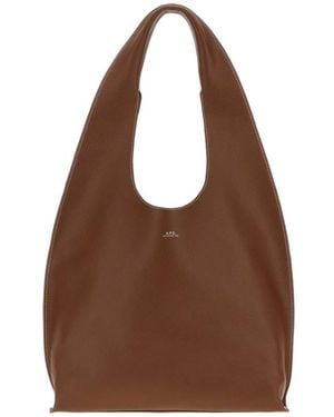 A.P.C. Leather Le Neige Shoulder Bag Noisette Borse A Tracolla - Brown