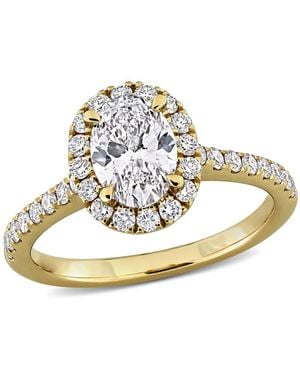 Created Forever 1 1/2Ct Tw Oval And Round-Cut Lab Grown Diamond Halo Engagement Ring - Metallic