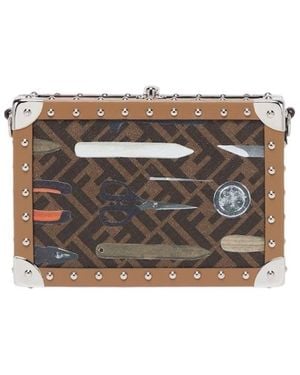 Fendi Ff Rectangular Phone Trunk Bag - Brown