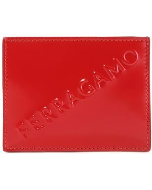 Ferragamo Embossed Logo Card Case - Red