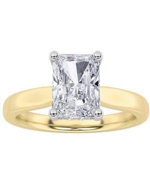 Mure And Co 1.5Ctw Radiant Shaped Lab Grown Diamond (F/Vvs) Hidden Halo Cathedral Shank Engagement Ring - Metallic