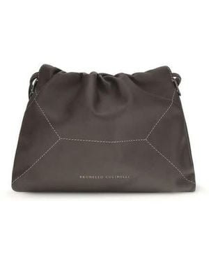Brunello Cucinelli Calf Leather Shoulder Bag - Brown