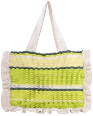 Ganni Tender Shoots Crochet Frill Tote Bag - Yellow