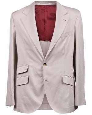 Brunello Cucinelli Silk Three-Button Suit, Brand Size 46 (Us - Purple