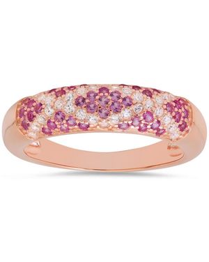 Kylie Harper 14K Rose Over Pave Sapphire X Band Ring - Pink