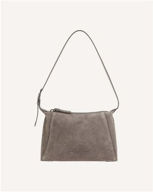 Brunello Cucinelli Taiga Suede Shoulder Bag - Grey