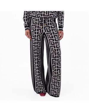 Balmain Monogram Drawstring Joggers, Brand Size 40 (Us - Black