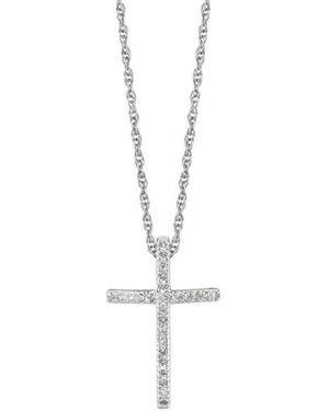 Tresorra Sterling Diamond Cross Necklace - Metallic