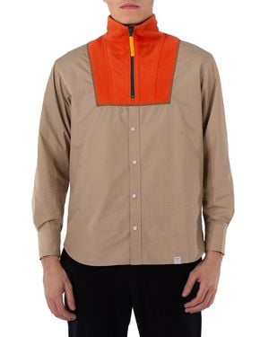 Kolor Two-Toned Buttoned Down Sweatshirt, Brand Size 2 - Natural