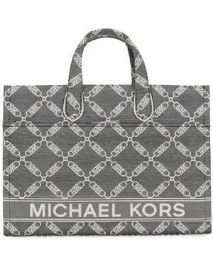MICHAEL Michael Kors Large Gigi Logo Jacquard Tote Bag - Grey