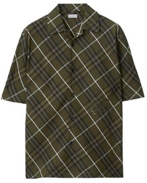 Burberry Check Linen Shirt - Green