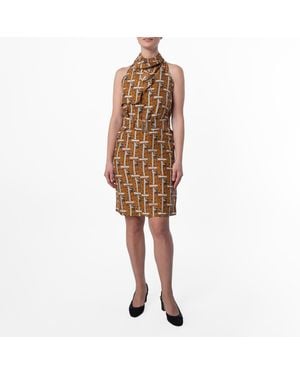 Burberry Bus Silk Halterneck Dress, Brand Size 10 Us - Brown