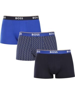 BOSS 3P Logo Stripe Waistbands Trunks - Blue